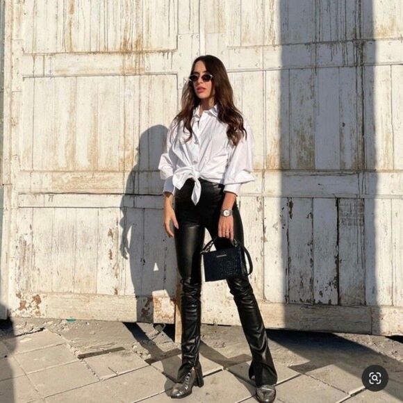 NWT ZARA EXTRA LONG FAUX LEATHER LEGGINGS - Picture 7 of 16